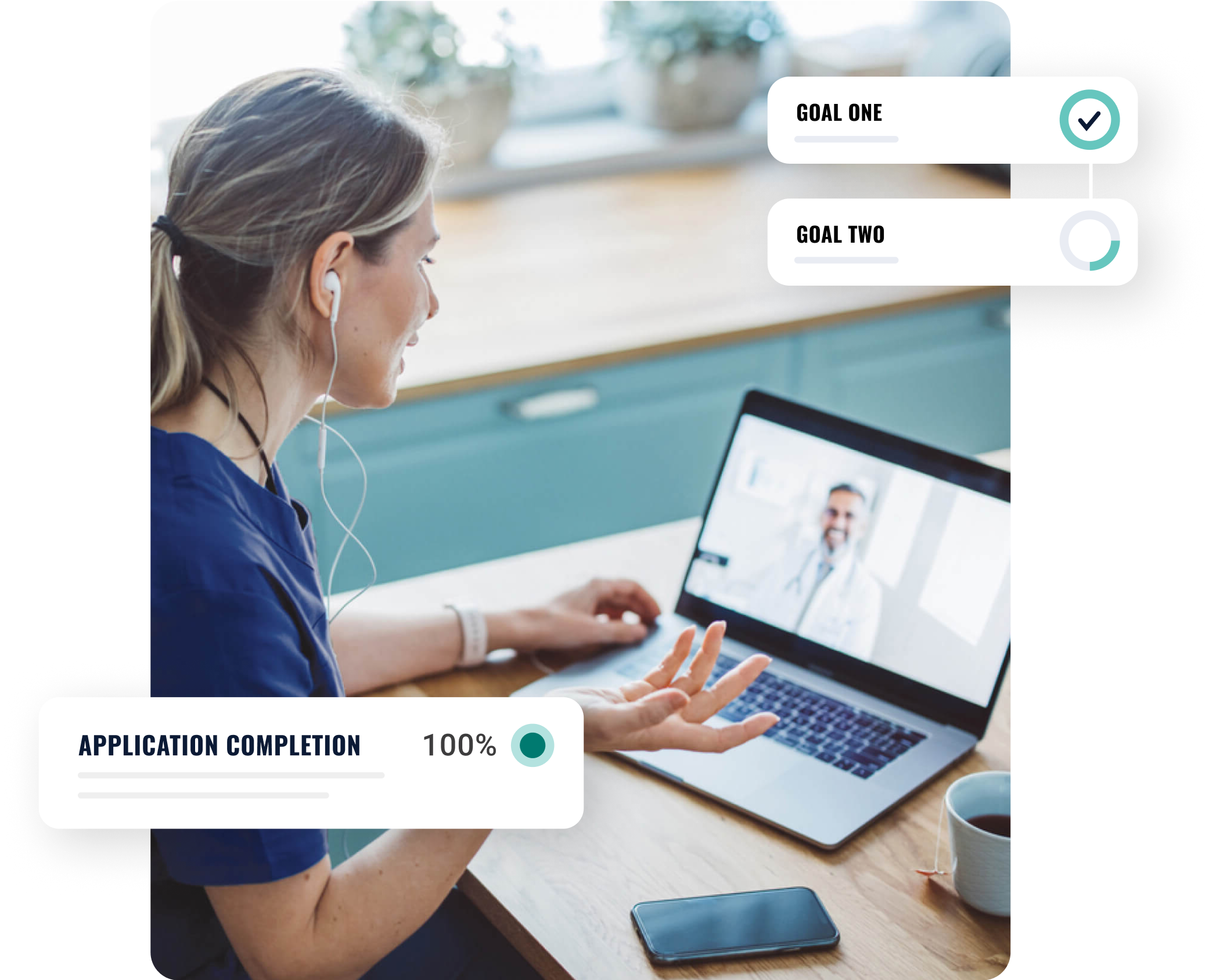 Nurse talking with doctor on zoom about goals and application deadlines