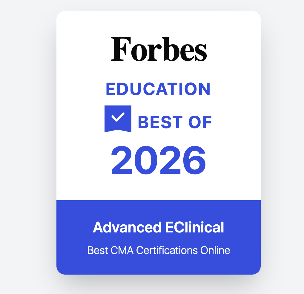 Forbes Education Best of 2026 recognition for Advanced eClinical Training as a leading online CMA certification provider