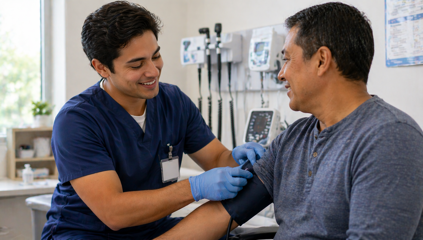 medical assistant taking blood pressure, showing how long it takes to become a medical assistant