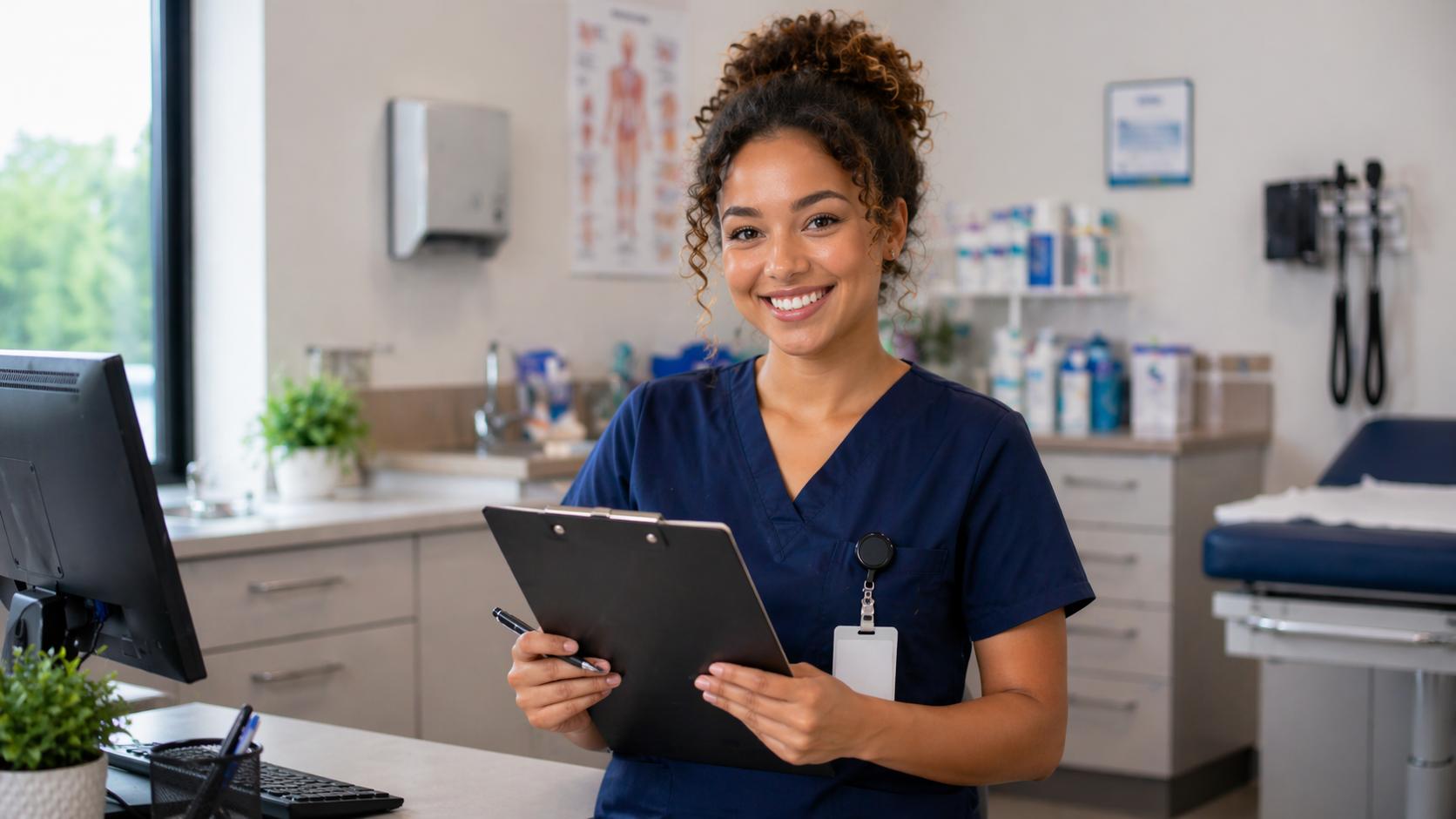 Medical assistant holding a clipboard showing how much a medical assistant program costs