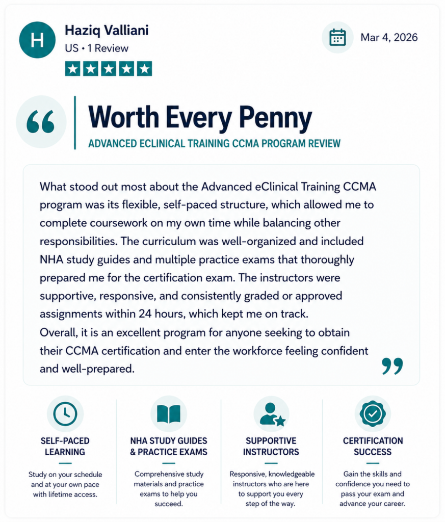 advanced eclinical training reviews ccma certification online student testimonial