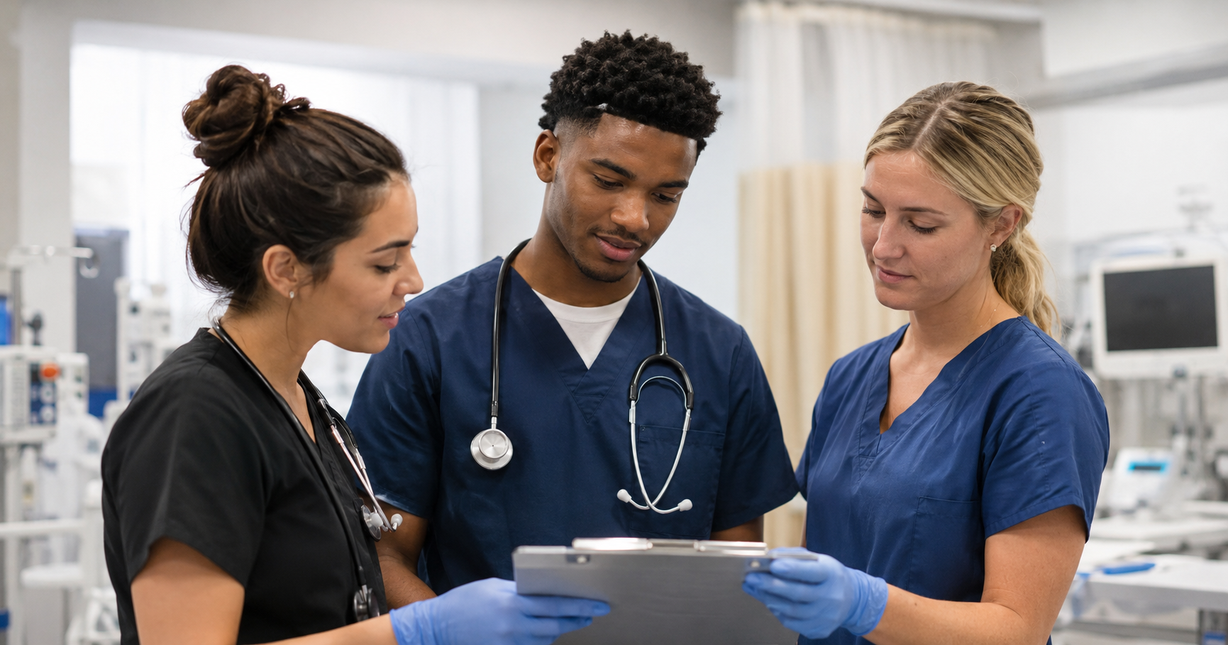 Healthcare professionals collaborating in a clinical setting representing the best clinical certification programs for pre-PA students.