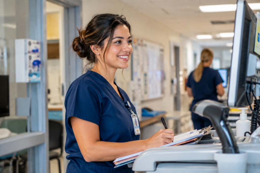 Healthcare professional in a clinical setting representing the best healthcare certifications for career growth.