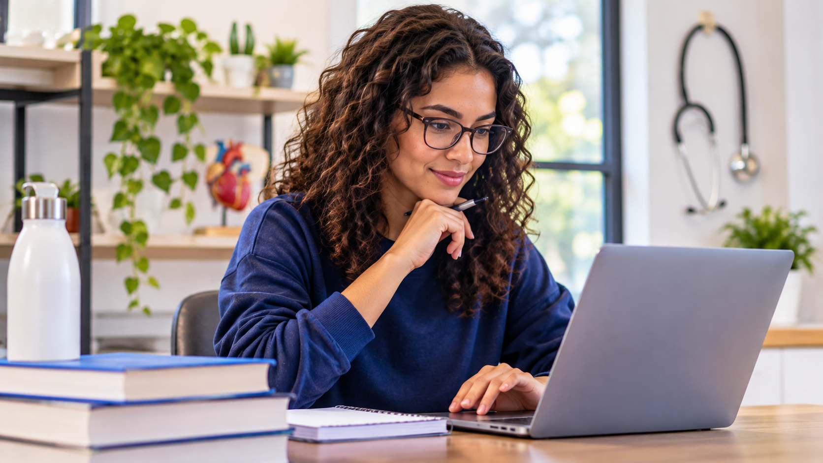 Student researching “Is Advanced eClinical Training Legit” while reviewing online healthcare training on her laptop.